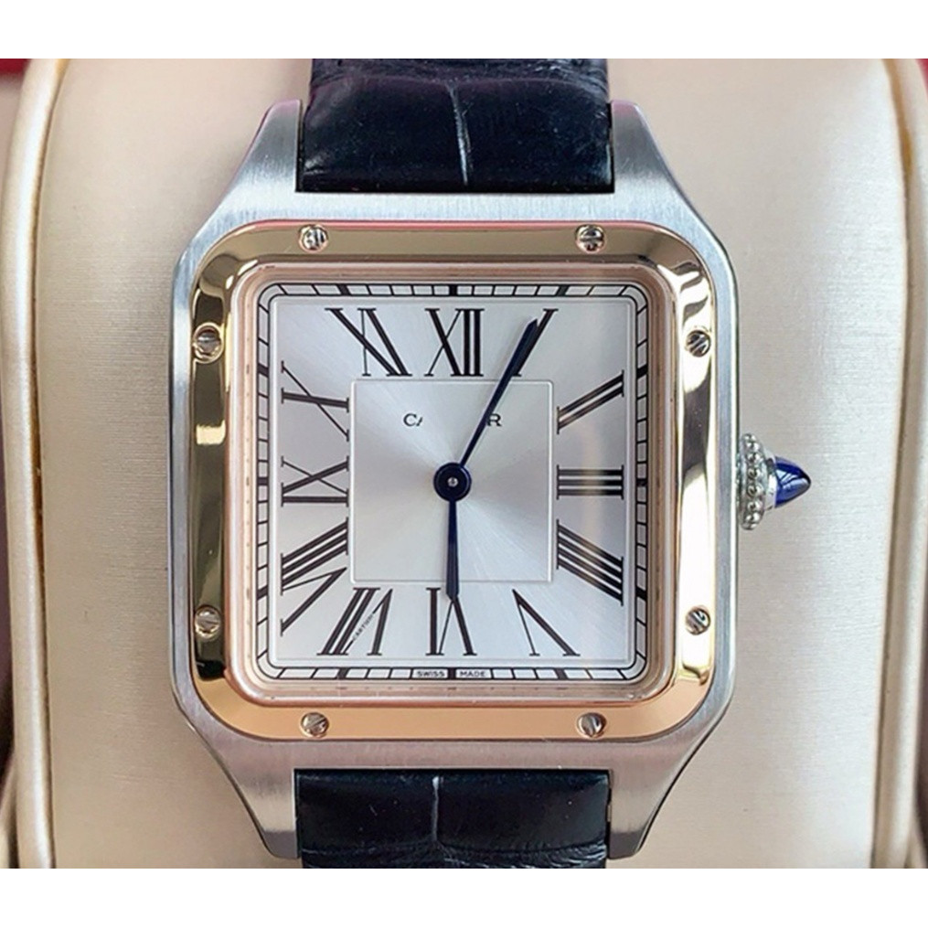 CT.CR CT.Cartieres นาฬิกาผู้ชาย Santos Rose Gold อัตโนมัตินาฬิกาผู้ชาย W2SA0011