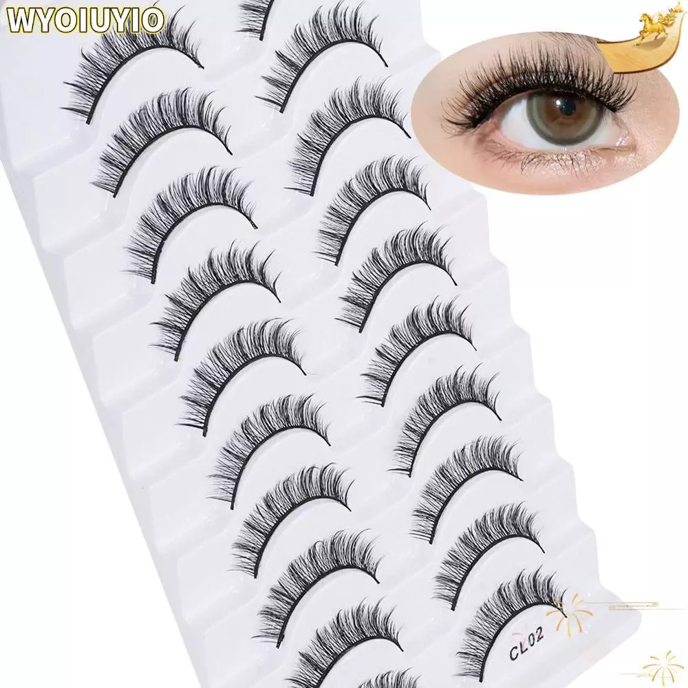 WYOIUYIO 10 คู่ขนตาปลอม, Cruelty-free Full Strip Faux Mink Lash, ความงาม Handmade Natrual Long Eye เครื่องมือแต่งหน้า Eye Lash Extension