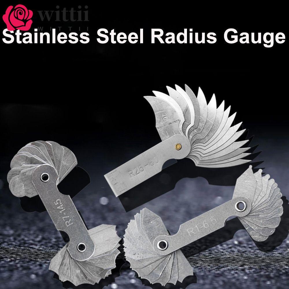 WITTII 16 ชิ้น/เซ็ต Radius Gauge Radius Fillet Gauge วัด Gage Arc เครื่องมือวัดตัวอย่าง R Gauge