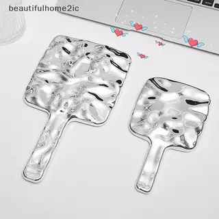 [ใหม่] Liquid Shape Square Mirror Mini Hand-Held Desktop Cosmetic Portable Makeup Mirror Travel Retro Style Beauty Mirror For Handbag [TH]