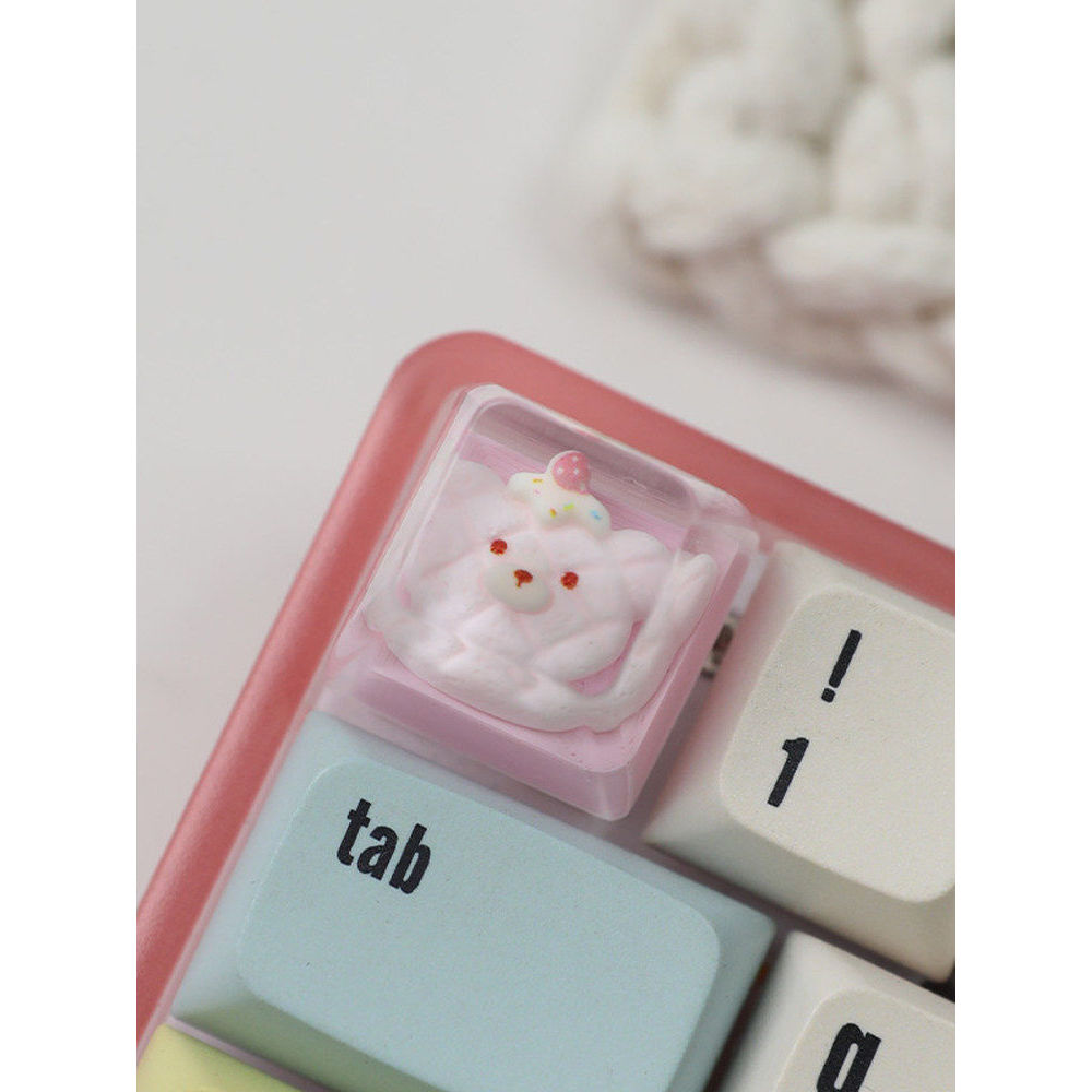 keycap ใส keycap Creative Unique Keycap หมีน่ารักคีย์บอร์ดเดี่ยว Keycap น่ารักที่กําหนดเอง Cross คีย