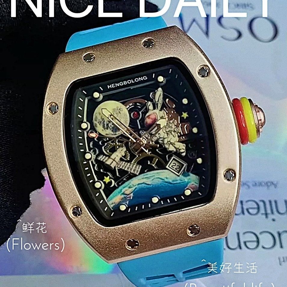 Top Overseas นําเข้า Top Spaceman RM88 Top Back Transparent Mens Watch Disc อินเทรนด์แฟชั่นเวอร์ชั่น