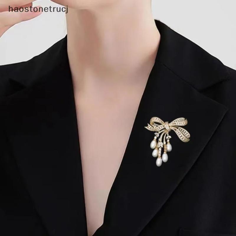 TON หรูหราZircon Pearl Bowknot sel แฟชั่นเข็มกลัด Pins สําหรับผู้หญิง Creative Handmade ชุด Corsage Pins เสื้อผ้าอุปกรณ์เสริมของขวัญ N