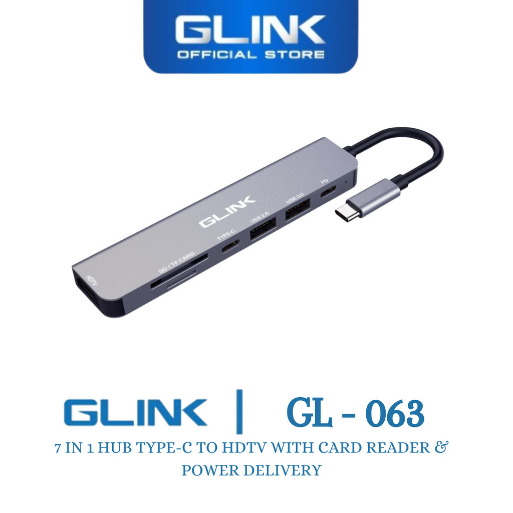 GLINK GL-063-7IN1 HUB TYPE-C TO HDTV พร้อม CARD READER & จัดส่งที่รวดเร็ว