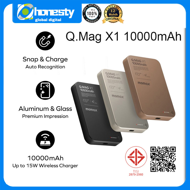 Momax Q.Mag X1 Magnetic Power Bank 10000mAh Wireless Portable Charger 20W Fast Charging Battery Pack