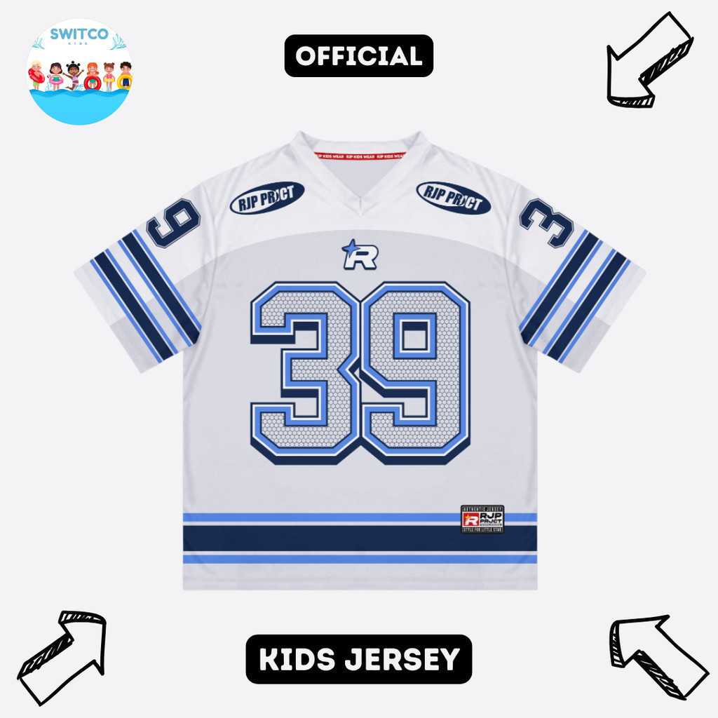 เจมิคิดส์ | Kids Jersey Number 39 Boys DryFit Brazil Material Full Printing Casual Rugby Retro Stree