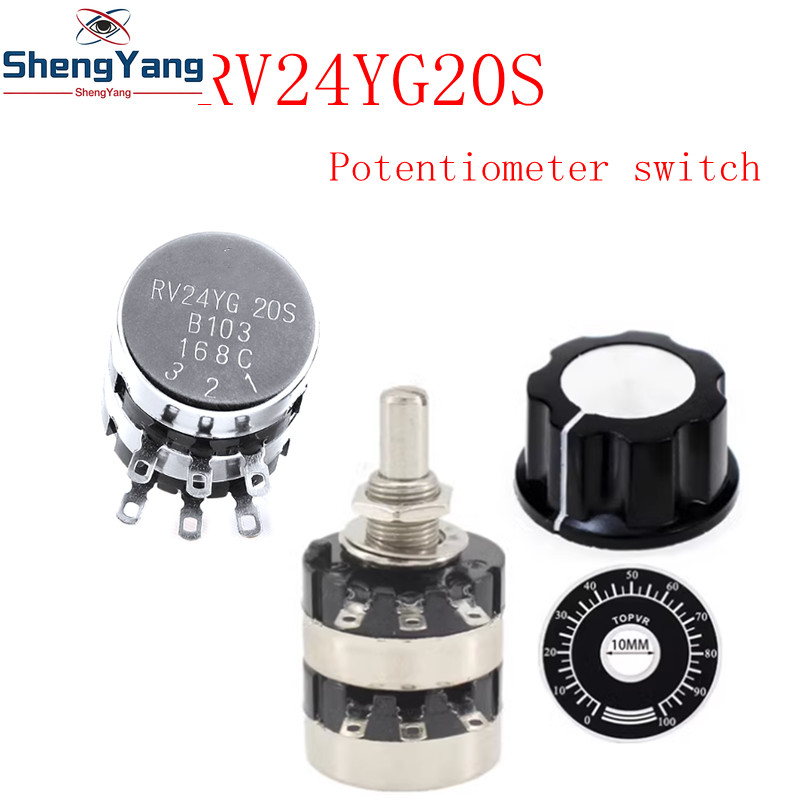 RV24YG20S Potentiometerสวิทช์B501 500 B102 1K B202 2K B502 5K B103 10K B203 20K B503 50K B104 100K B