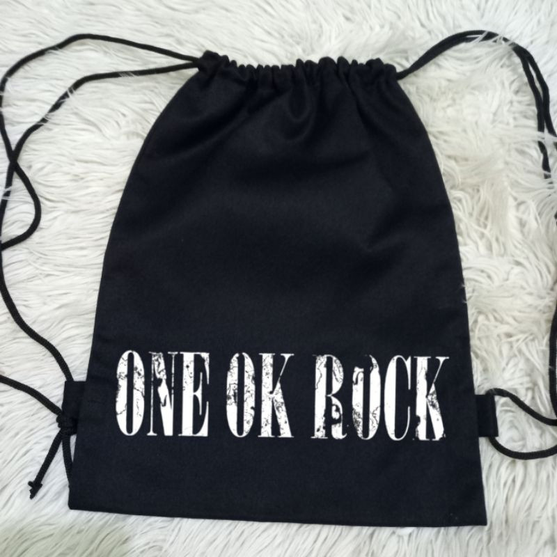 Premium Canvas Drawstring Bag Band One Ok Rock Black Code 02 / String Bag Band Japan Rock OOR 100% P