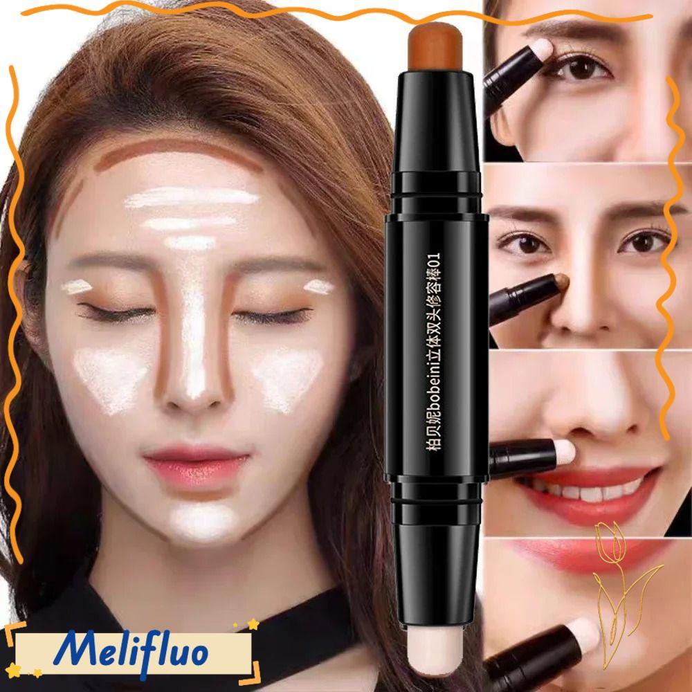 MELIFLUO V Face Contouring Stick, ปากกาคอนซีลเลอร์ 2-in-1 ติดทนนาน, แต่งหน้าหน้าสองหัว, เงาสะพานจมูก