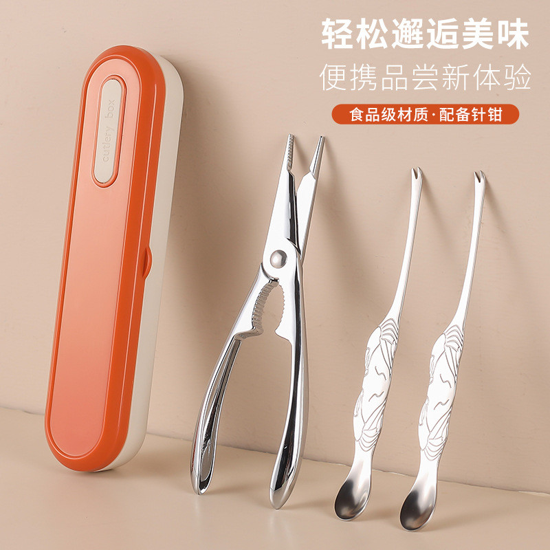 Hongjunda 304 สแตนเลส Crab Clamp Crab เข็มในครัวเรือนปูกินเครื่องมือ Hairy Crab Zinc Alloy Crab Cla