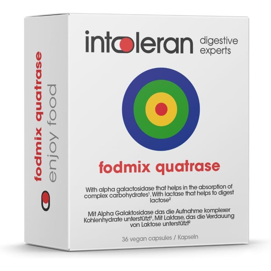 Intoleran Quatrase Forte Digestive Enzymes - 36 แคปซูล | โดสสูงสําหรับ FODMAP Intolerance | ช่วย Dig