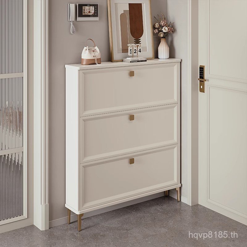 ประตูตู้รองเท้าสไตล์ใหม่ถังถ่ายโอนข้อมูลในครัวเรือนชั้นวางรองเท้าบางเฉียบแคบพิเศษทางเข้าขนาดเล็กแบบบ