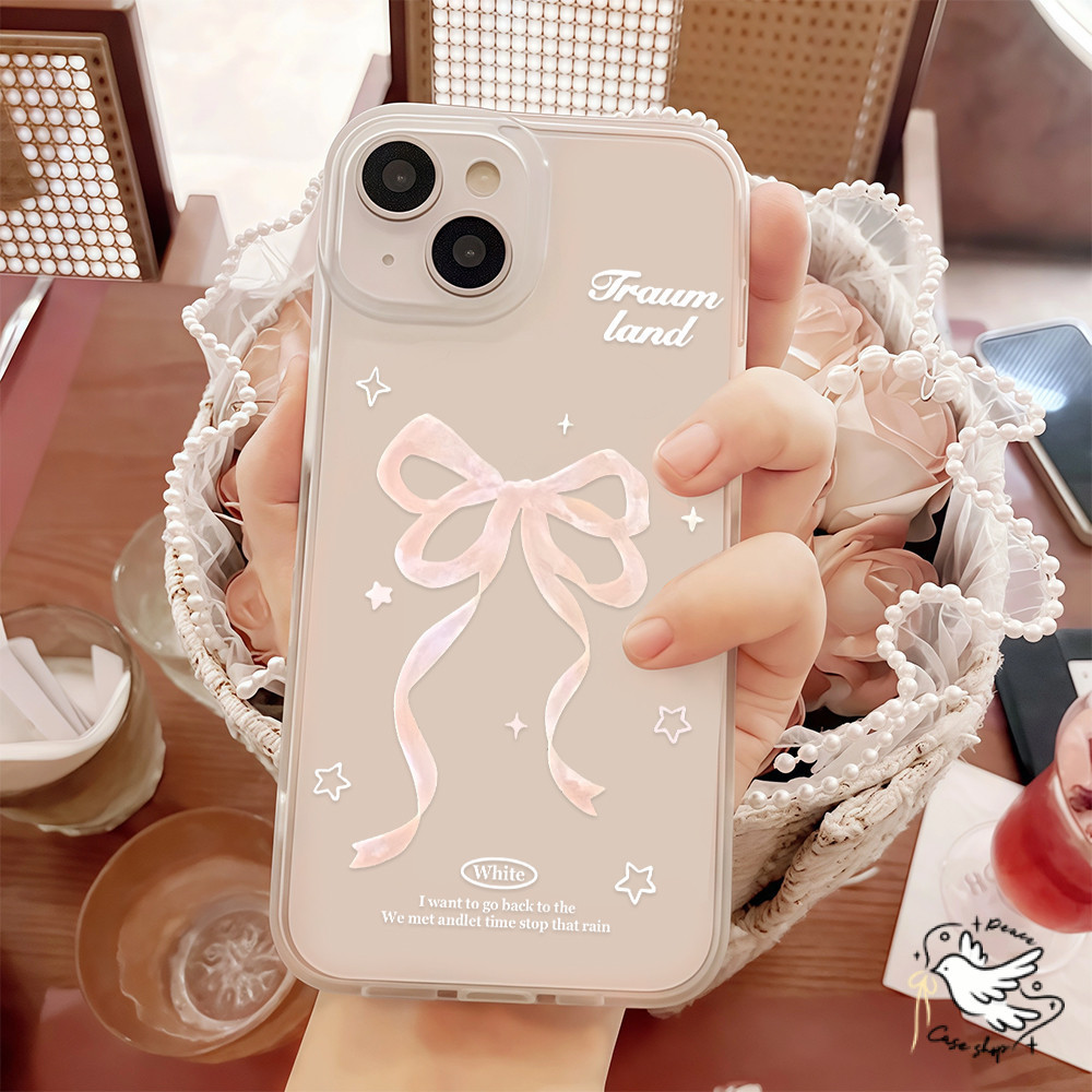 COD-ในไทย💥โบว์ผูกผม For เคสไอโฟน 17 13 11 16 Pro Max Case iPhone 14 12 15 Pro Max 7 8Plus matte ป้องกันการตกเคสใสไอโฟน