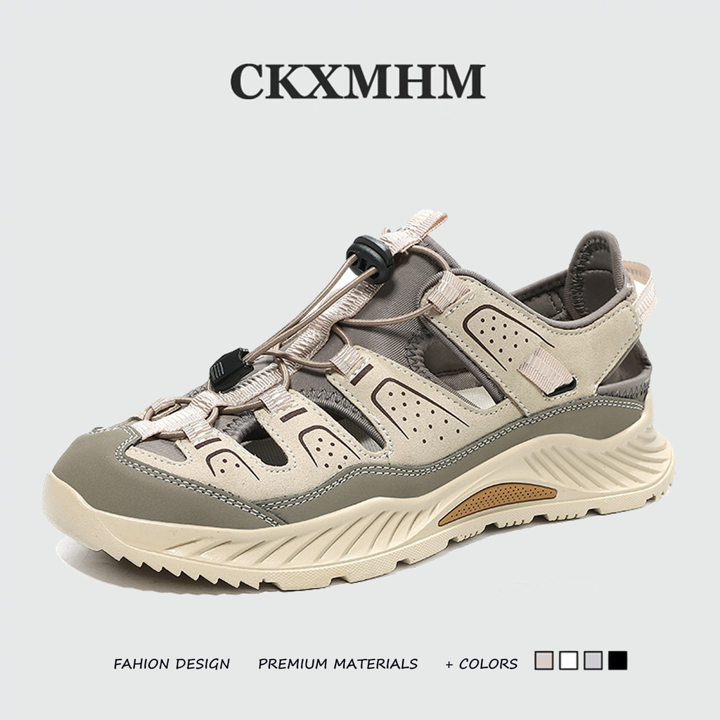 CKXMHM 38-47 รองเท้าแตะหนังขนาดใหญ่รองเท้าแตะกันลื่นกลางแจ้งรองเท้าแตะเดินป่า
