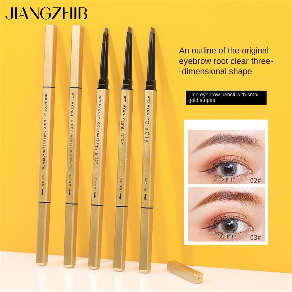 Spot Goods Jiangzhib ดินสอเขียนคิ้วสองหัวกันน้ําติดทนนาน 5 สีเครื่องสําอางปากกาเขียนคิ้วสามเหลี่ยมละ