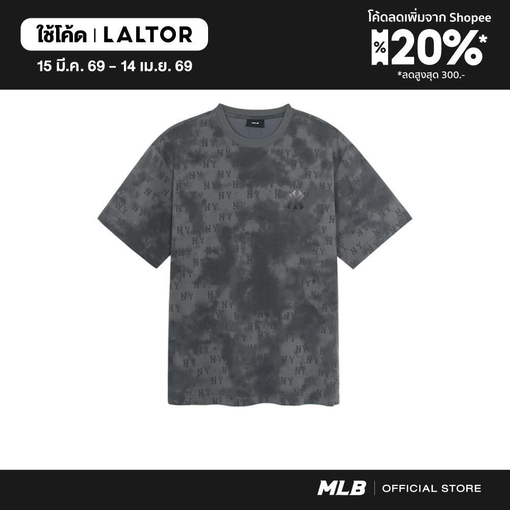 MLB เสื้อยืด ยูนิเซ็กส์ Monogram Tie-Dyeing Print Over Fit T-Shirts รุ่น 3ATSM1054 50CGS สีเทาชาร์โค
