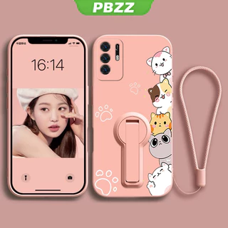 PBZZ FOR เคส Case สำหรับ OPPO Reno 6 4กรัม OPPO A16 OPPO Reno 6Z 5กรัม OPPO reno6 Z 5กรัมโทรศัพท์ปลอก softcase ซิลิโคนเหลวกันกระแทกปกการออกแบบใหม่ความงามการ์ตูนแมวกับผู้ถือ YTXZDZMM01