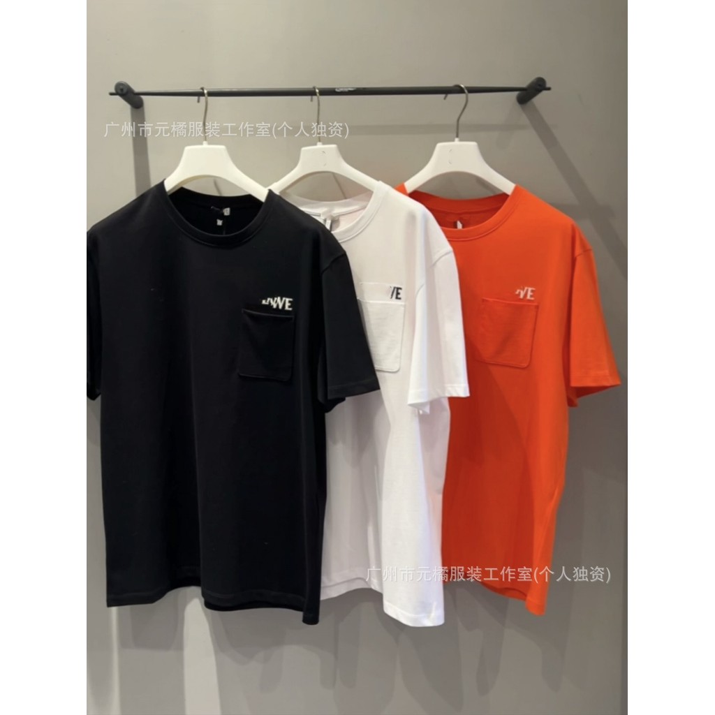 USB5 Lo**e  26ss Spring and Summer  Pocket embroidered round neck short sleeve shirt T Unisex loose-