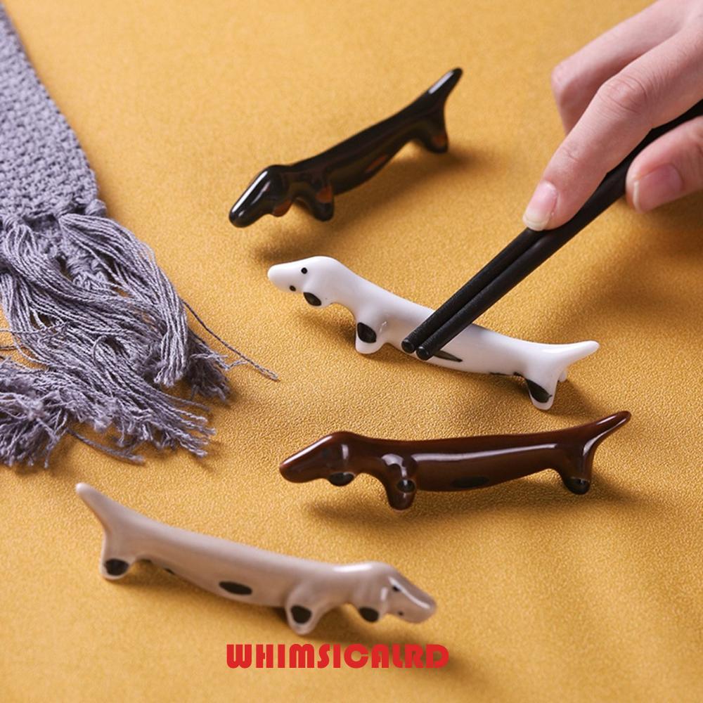 WHIMSICARD ที่วางตะเกียบช้อนส้อมโรงแรมเซรามิค Dachshund น่ารัก Elegant Tableware Rack