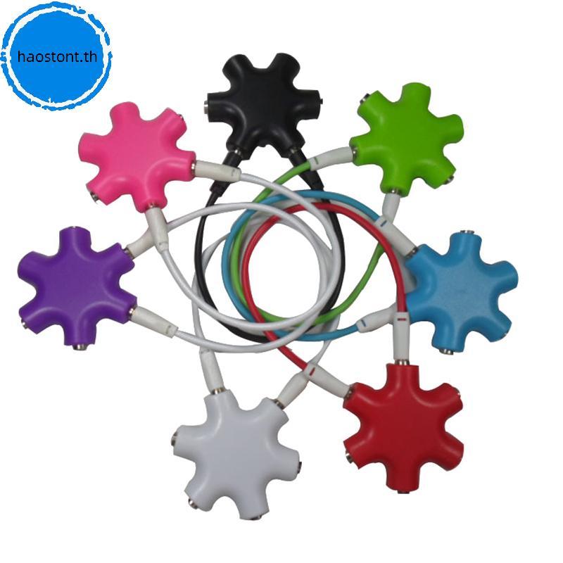 Haostont 6 พอร์ตหูฟัง Aux Splitter 6 In 1 อุปกรณ์เสริมสมาร์ท Audio Aux Cable Splitter 3.5 มม.1 ชาย 5