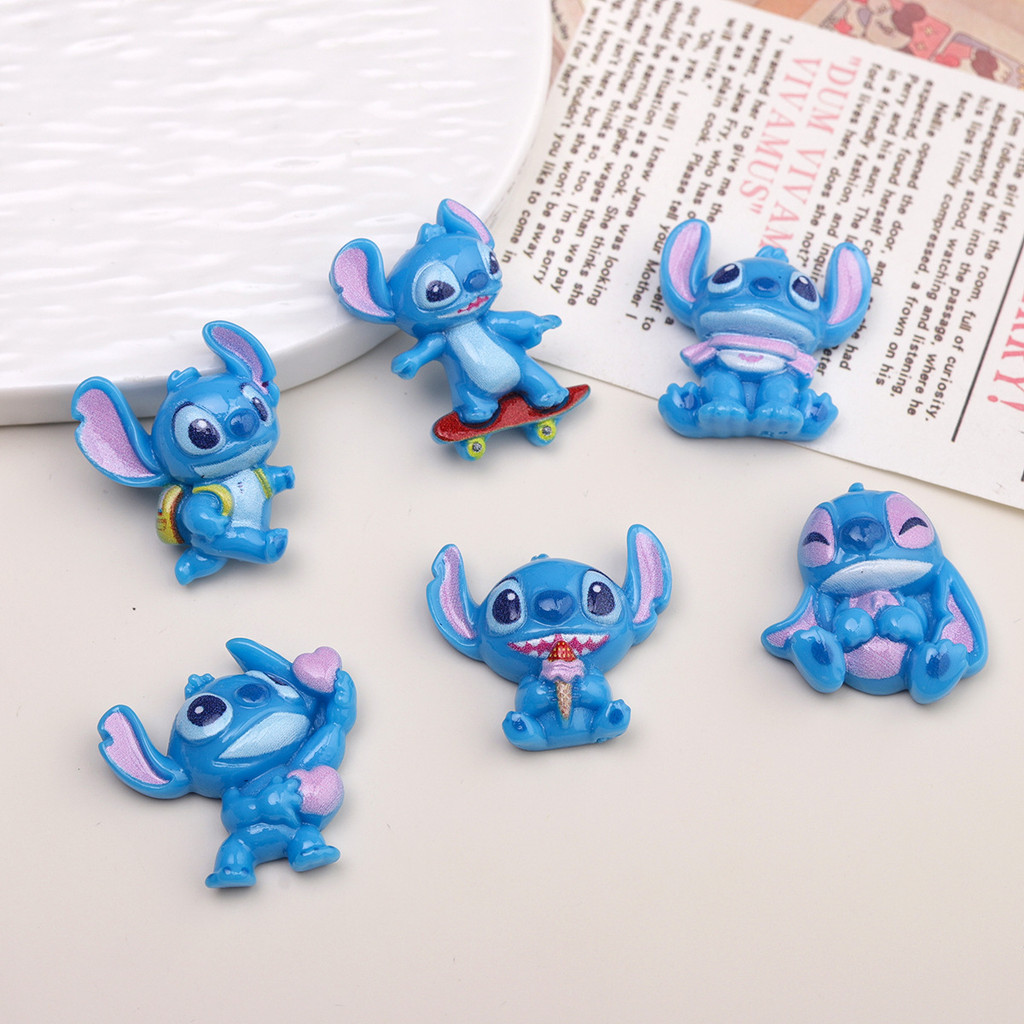 10 ชิ้นน่ารัก Stitch บนกระดานสเก็ต Go To School เรซิ่น Charms สําหรับ DIY (13-26)