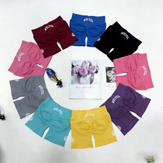 หน้าหมาป่าหมาป่ายืดถักฟิตเนสกางเกงขาสั้นสามจุดโยคะรัดรูปกางเ…