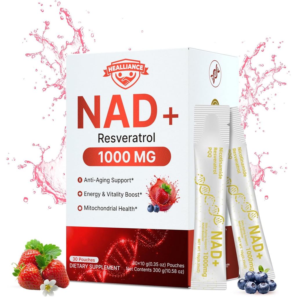 NAD+ Liquid Supplement 1000mg - Features Nicotinamide Riboside Resveratrol with PQQ for Targeted Hea