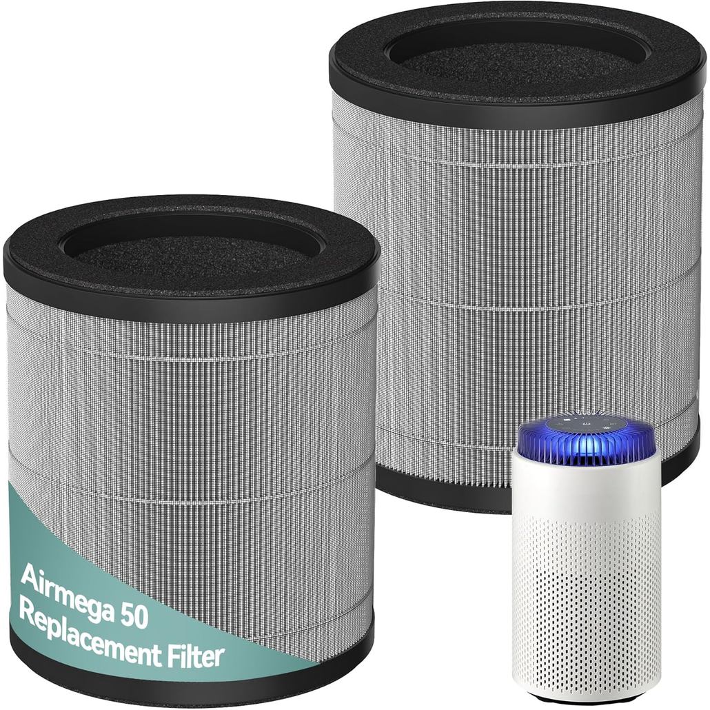 ไส้กรอง Airmega 50 เข้ากันได้กับเครื่องฟอกอากาศ Coway Airmega 50, ตัวกรอง Hepa และ Deodorization Tru
