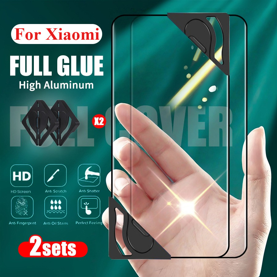2 ชุด HD ติดตั้งง่ายกระจกนิรภัยสําหรับ Xiaomi POCO M3 M4 M5 M6 M7 F3 F4 F5 F6 F7 F8 X3 X4 X5 X6 X7 C85 C71 C65 Pro Ultra ป้องกันหน้าจอ