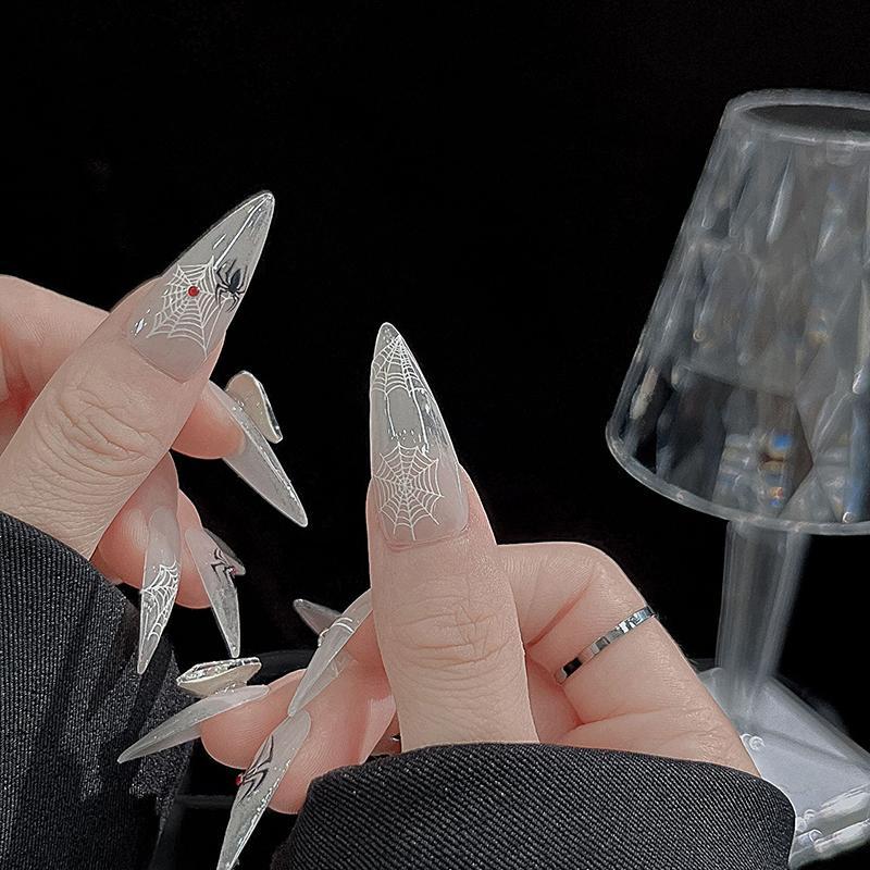 NA 1 แผ่น 3d Spider Self กาวเล็บ Stiers Spider Web Nail Art Decals สําหรับตกแต่งเล็บ YEON