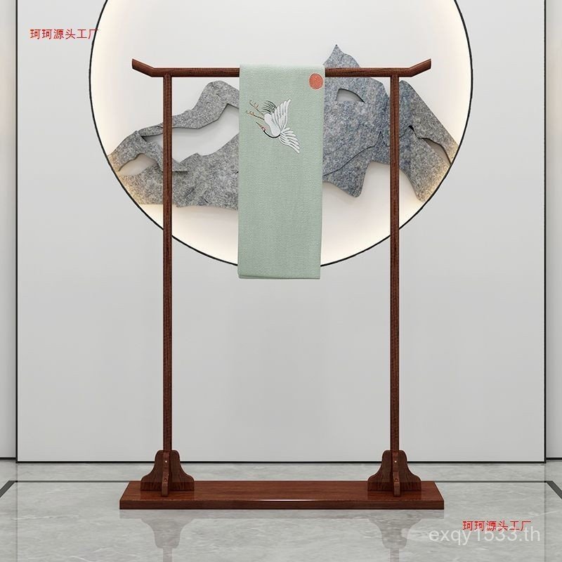 Retro Tea House Hanger Coat Rack ไม้เนื้อแข็งห้องนอนสูงจากพื้นจรดเพดานคลาสสิกใหม่แขวน Ming สไตล์จีนโ