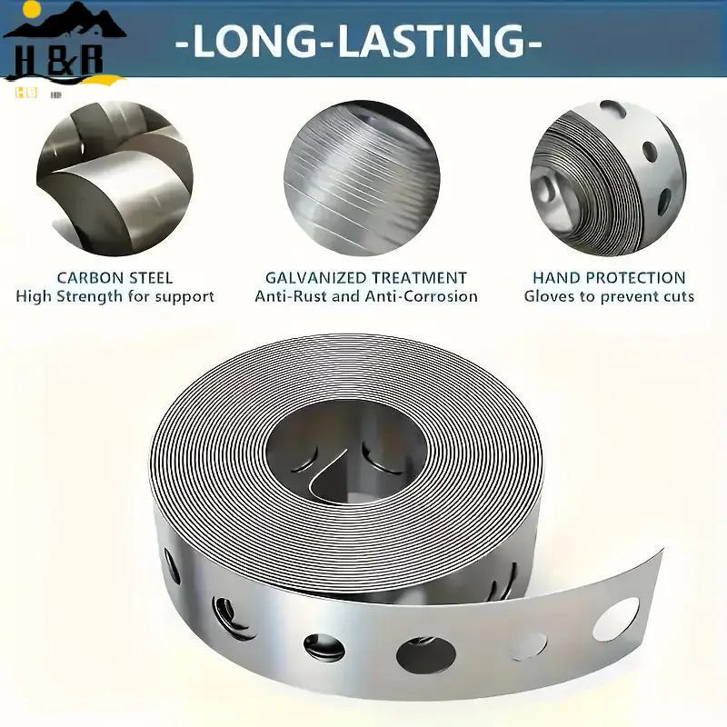 H&B 1 ม้วนเทปเหล็กชุบสังกะสี Pre-punched Multi-slot เทปโลหะสําหรับรองรับและแผ่นโลหะทํางาน {th}