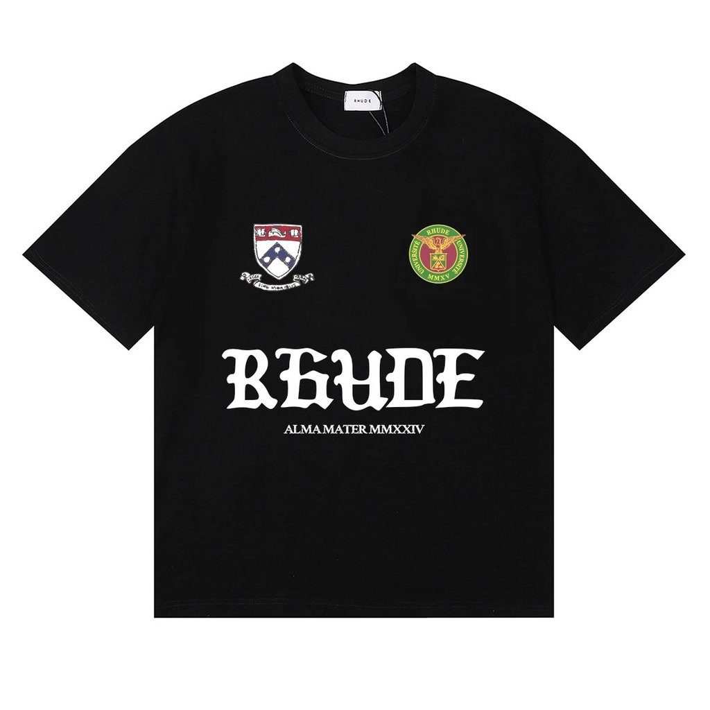 2025SS เสื้อยืดแขนสั้น Rhude Runway Script