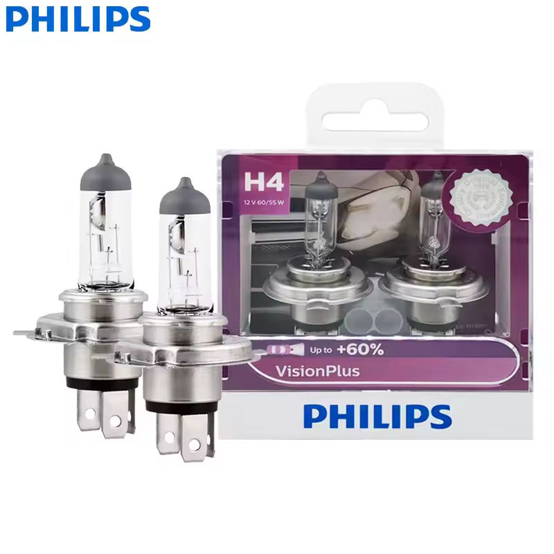 Philips H4 9003 12V 60/55W P43t 12342VPS2 VisionPlus ไฟหน้ารถฮาโลเจน VP + 60% Bright Auto โคมไฟ High