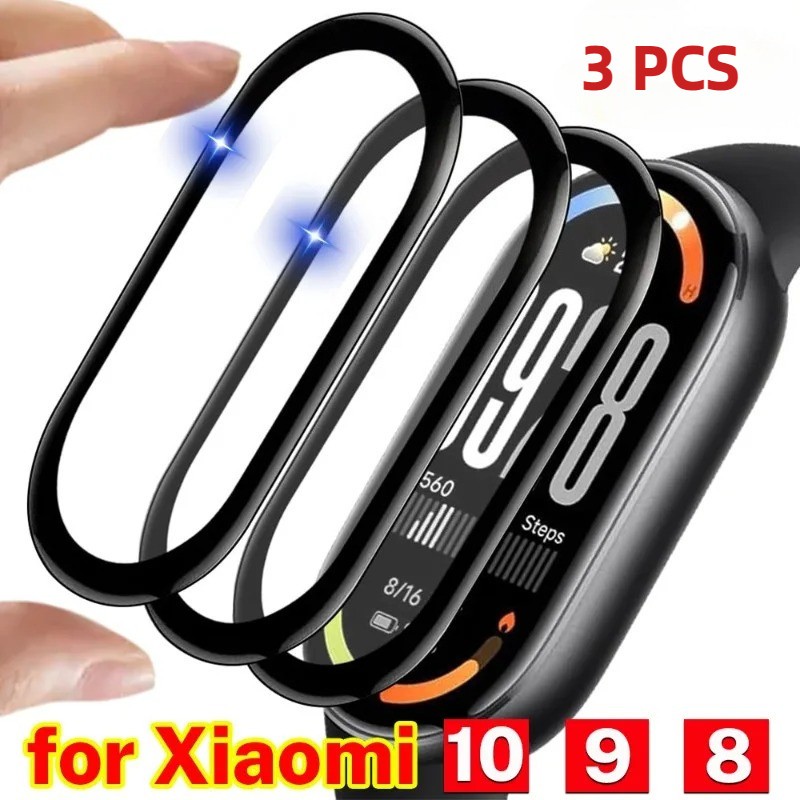 3PCS 3D หน้าจอโค้ง Protector สําหรับ Xiaomi Mi Band 10 9 8 ฟิล์มป้องกัน HD Coverage Anti-scratch ฟิล