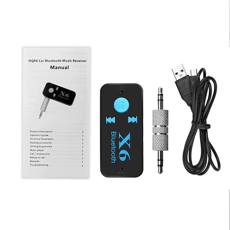 X6 Car Receiver เครื่องรับสัญญาณเสียง 3.5 ลําโพงติดรถยนต์ TF Card ฟังก์ชั่นการเล่น 63f23