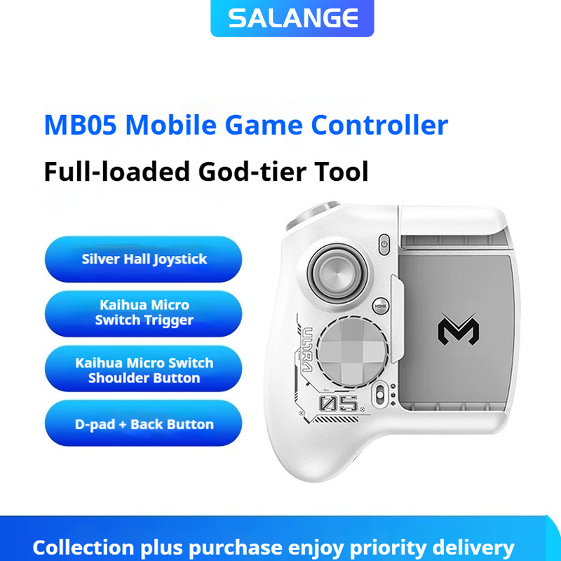 Salange Memo MB05 บลูทูธตัวควบคุมเกมมือถือ Hall จอยสติ๊ก One Handed ใช้งานร่วมกับ Android IOS แท็บเล็ต Combo อุปกรณ์ต่อพ่วงเกมมือถือ Gamepad Valorant