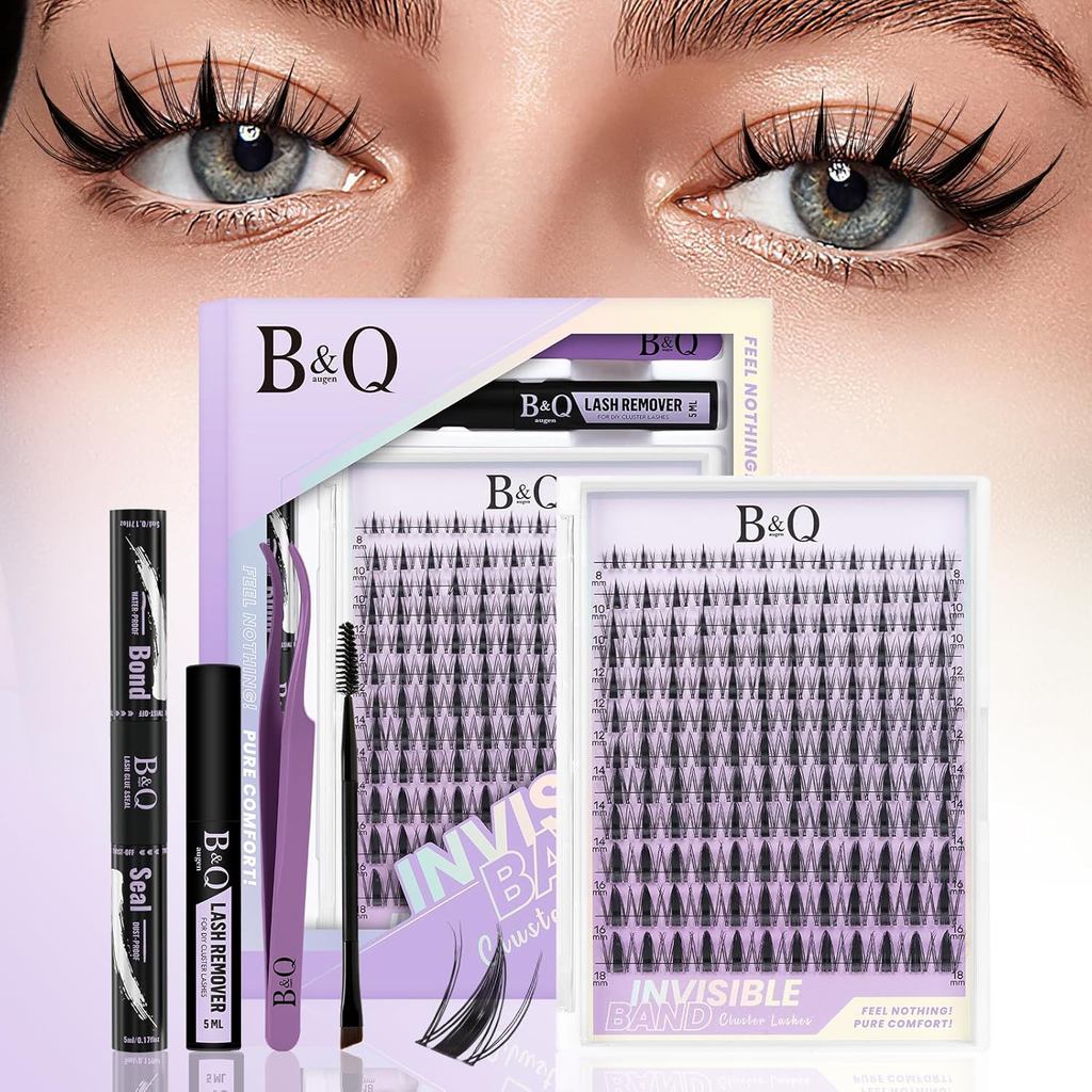 B&Q Fairy Lash Clusters Kit ธรรมชาติ Lashes Clusters Wispy ที่มองไม่เห็น Band มังงะ Lashes ส่วนบุคคล