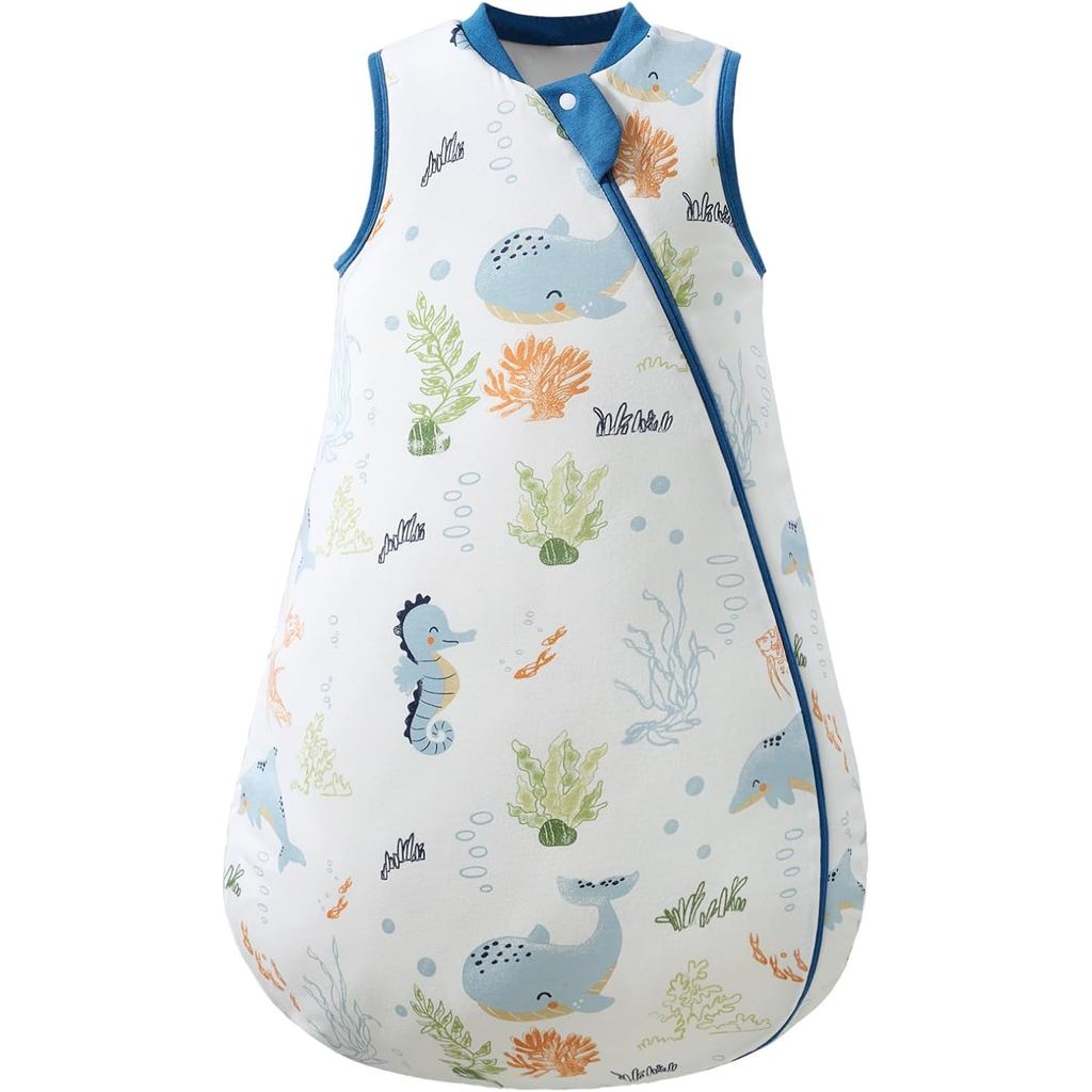 1.0 Tog 2.5 Tog Baby Sleep Sack, 100% Cotton Baby Sleeping Bag 3-24M, 2-Way Zipper Baby Wearable ผ้า