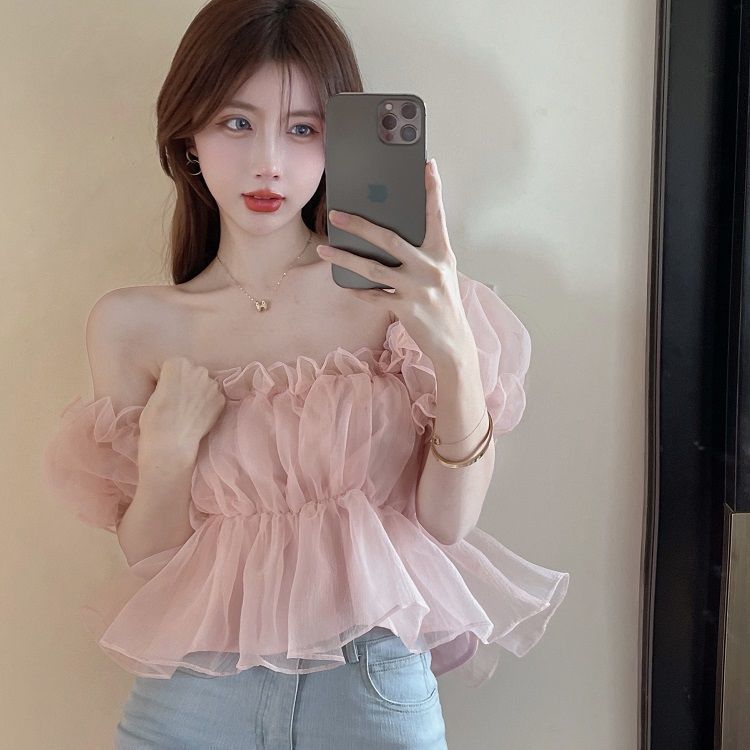 Lotus Leaf Off-the-Shoulder 2025 Summer Sweet Super Fairy Puffy Off-the-Shoulder Puff