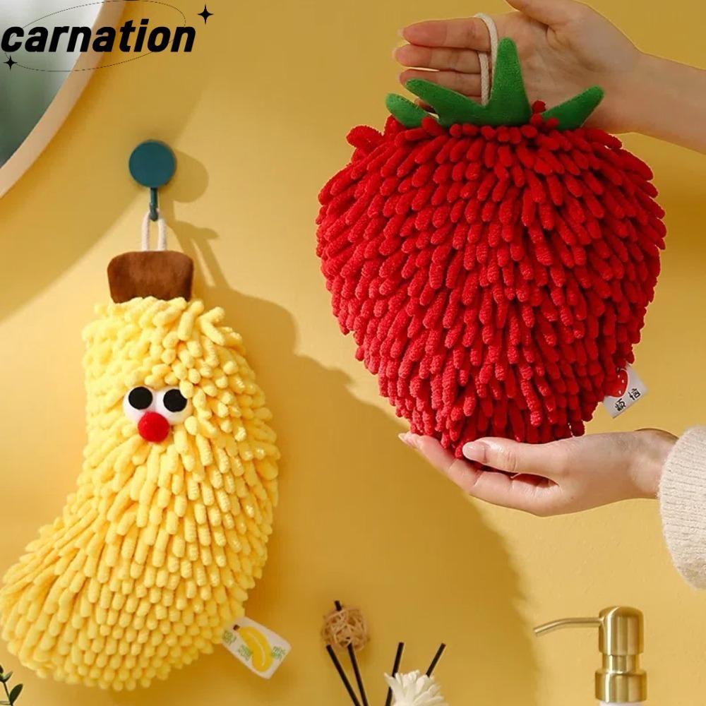 CARNATION Wipe Hand Towel, Strawberry Banana Absorbent Microfiber Wipe Handball, Quick Dry With Hang
