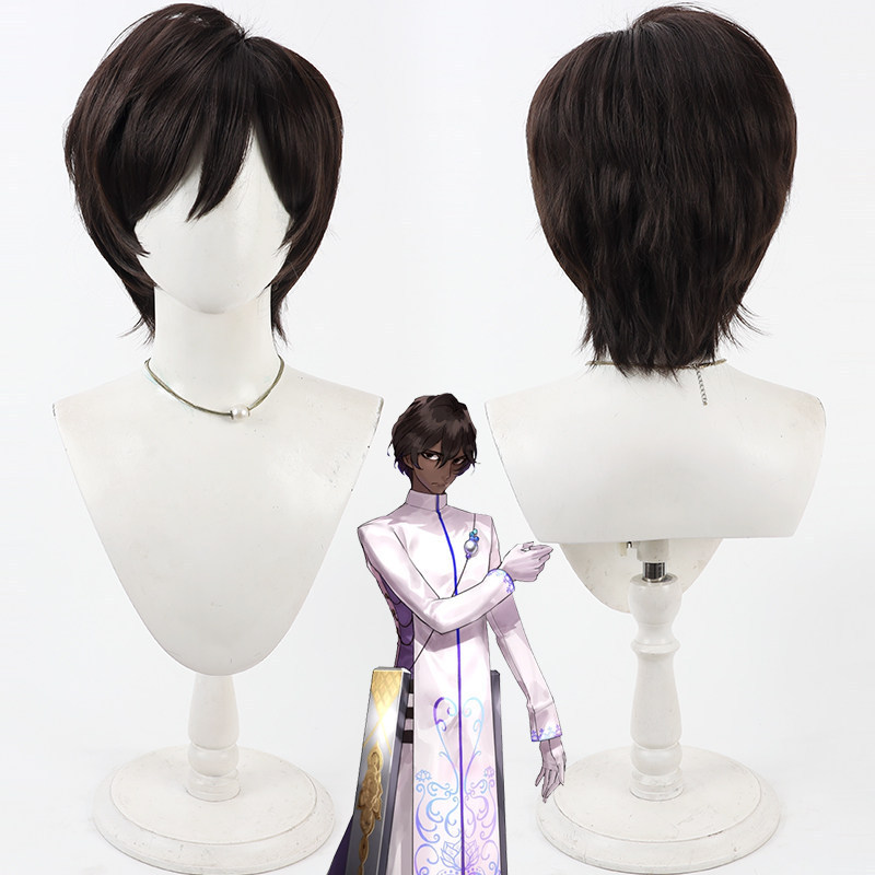 Fate Grand Order Arjuna Cosplay Wig Dark Brown Layered Roots Anime Costume Hair