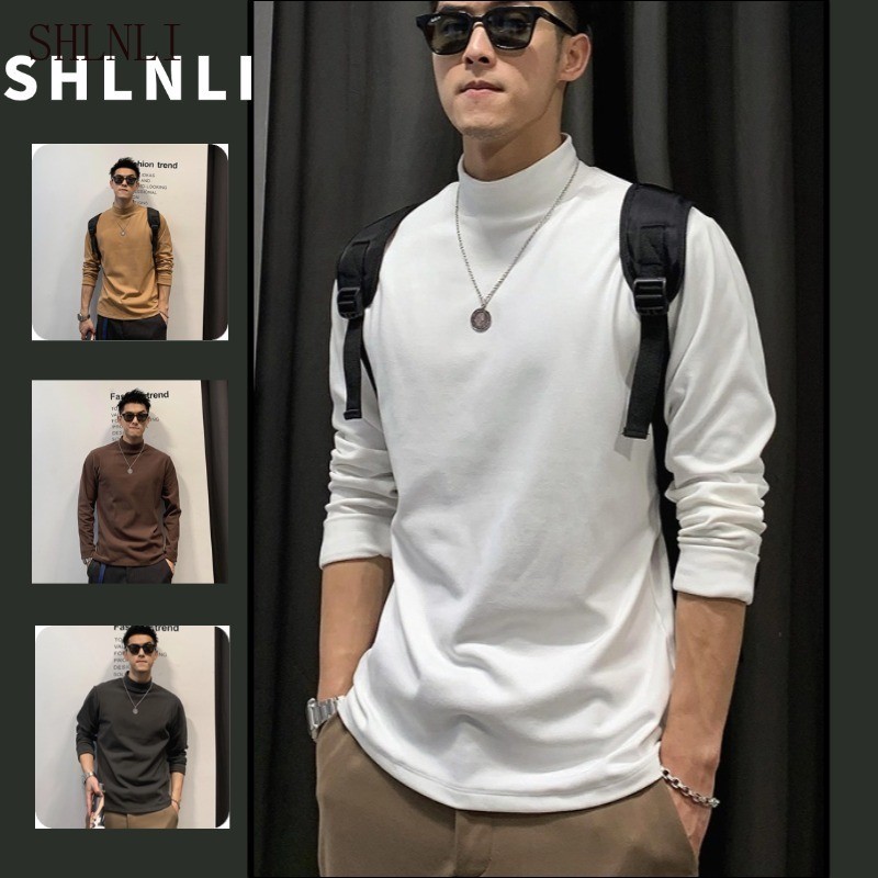 เสื้อยืดแขนยาวครึ่งคอสูง ทรงกระชับ ấmและสบาย เหมาะสำหรับฤดูใบไม้ร่วงและฤดูหนาว