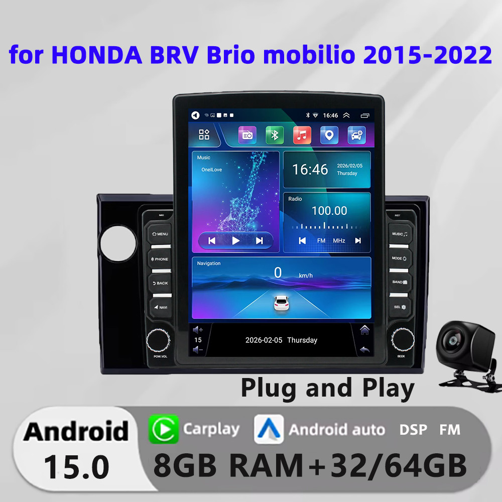Honxun 9.7 นิ้ว Tesla สไตล์ 8GB + 64 android หัวสําหรับ HONDA BRV Brio mobilio 2015-2022 ESSGOO ASTR