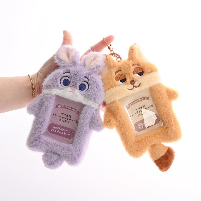 Kawaii การ์ตูนอะนิเมะ Nick Judy Plush Card Holder น่ารัก 3 นิ้วกระเป๋าเป้สะพายหลังพวงกุญแจ ID Card สาว