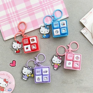 Hello kitty ใหม่การ์ตูน Fidget พวงกุญแจ DIY คีย์บอร์ดปุ่มนิ้วมือคีย์บอร์ดหมวกบรรเทาความเครียด Keycap Pinch ของเล่น