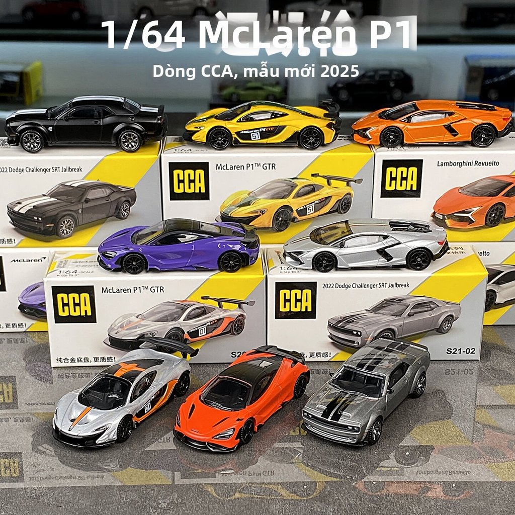 CCA สี Amber 1:64 McLaren P1 GTR 765LTโลหะผสมรถสปอร์ตรุ่นจําลองรถตกแต่งโต๊ะ
