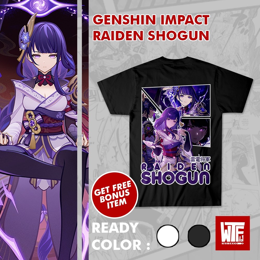 WTF.ID - Genshin Impact - Raiden Shogun B - เสื้อยืดอนิเมะ - เสื้อยืดญี่ปุ่น - Streetwear Wibu