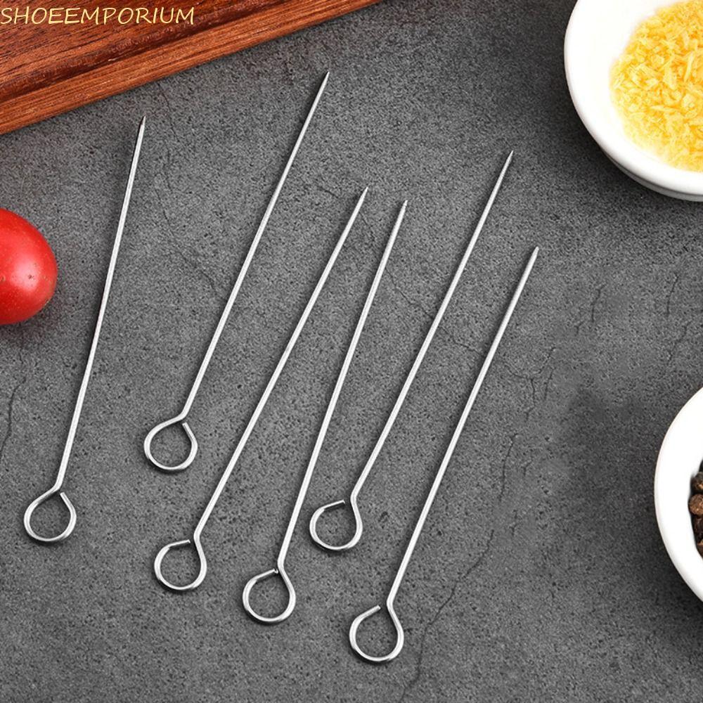 SHOEEMPORIUM 20 ชิ้นสแตนเลสบาร์บีคิว Skewers, Kabob Skewers แหวนย่าง Goose เข็ม, BBQ เครื่องมือ 20/2