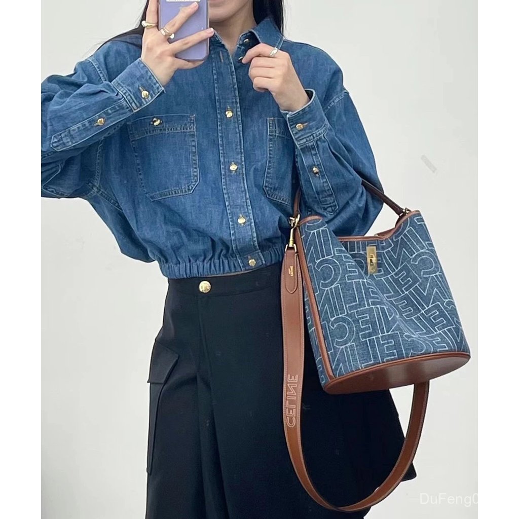 Celine กระเป๋าทรงบั๊กเก็ต แบบถือและสะพายข้าง สำหรับผู้หญิง